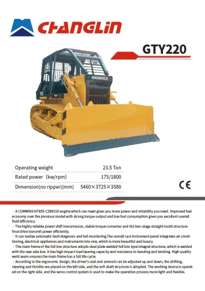 Bulldozer hydraulique sur chenilles YD220